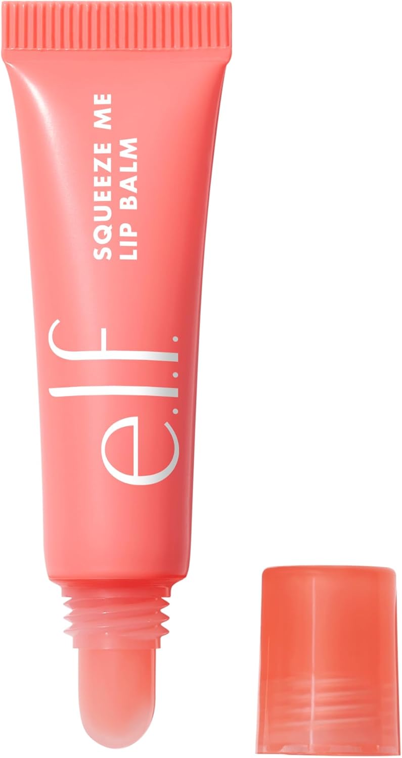 e.l.f. Squeeze Me Lip Balm, Moisturising Lip Balm For A Sheer Tint Of Colour, Infused With Hyaluronic Acid, Vegan & Cruelty-free, Strawberry