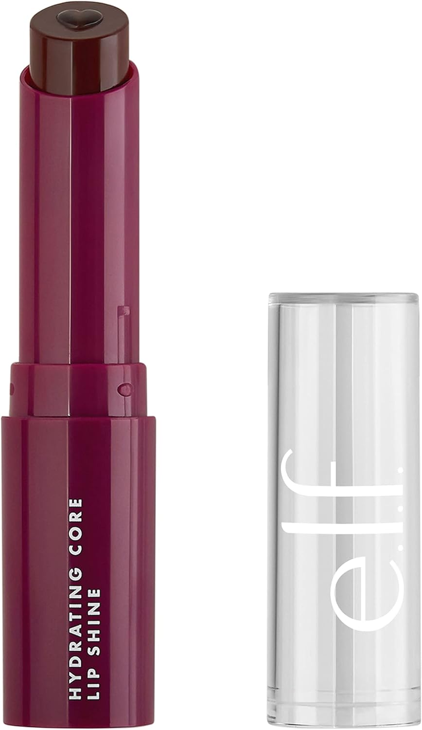 e.l.f. Hydrating Core Lip Shine, Conditioning & Nourishing Lip Balm, Sheer Color Tinted Chapstick, Ecstatic, 0.09 Oz