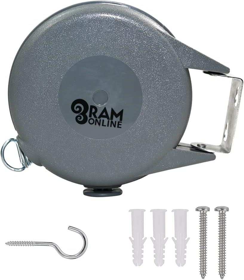 Ram® Heavy Duty Outdoor Retractable Clothes Line Laundry Drying Washing LineClothes Line 15M