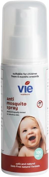 Vie Anti Mosquito Deet Free Spray – All-Natural, Safe, and Effective Anti-Mosquito Spray for Babies and The Whole Family – Chemical Free Formulation 100ml Bottle